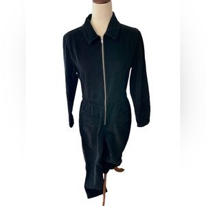 TOPSHOP Corduroy Black Zip Front Boiler Jumpsuit